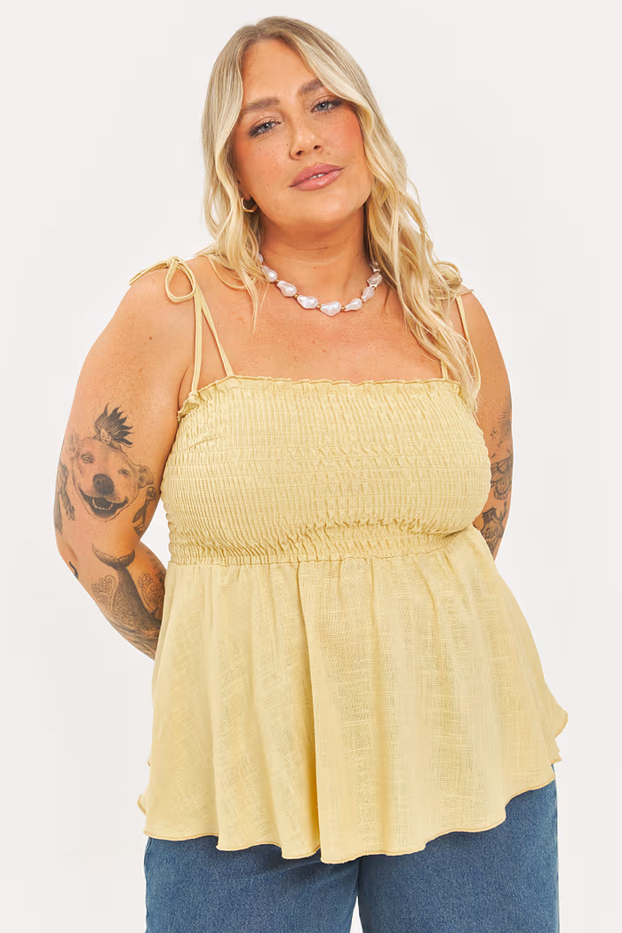 Blusa Peplum Linho Siena Amarelo