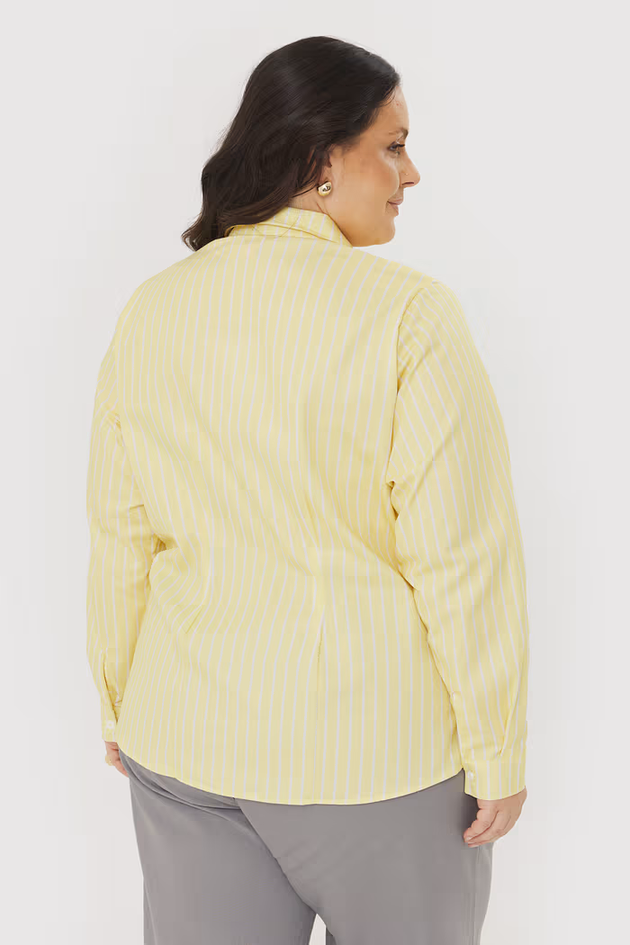 Camisa De Algodão Cora Manteiga Listrada