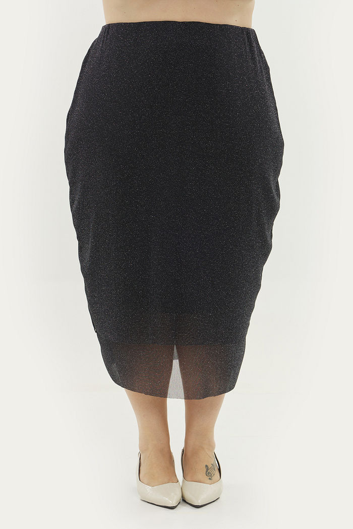 Saia Midi Tule Shine Emília Preto