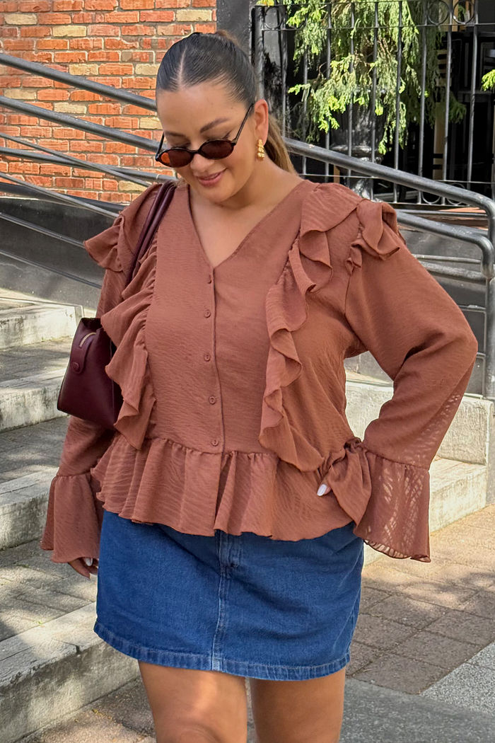 Blusa Boho Transparência Lótus Mocha