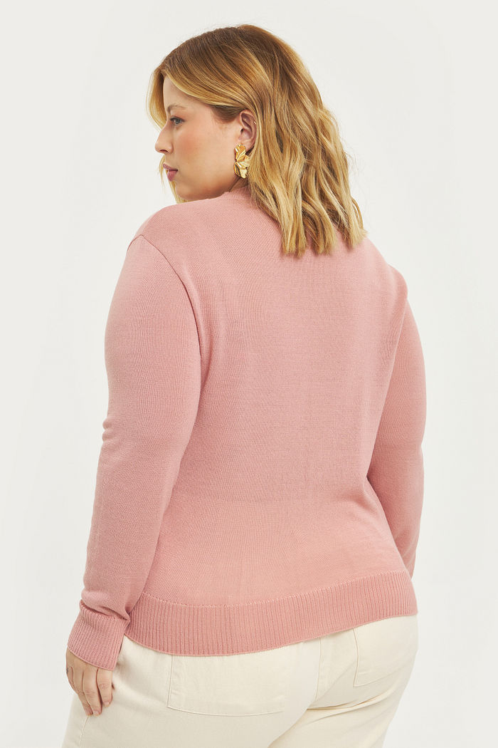 Blusa Manga Longa Tricô Alice Rosa