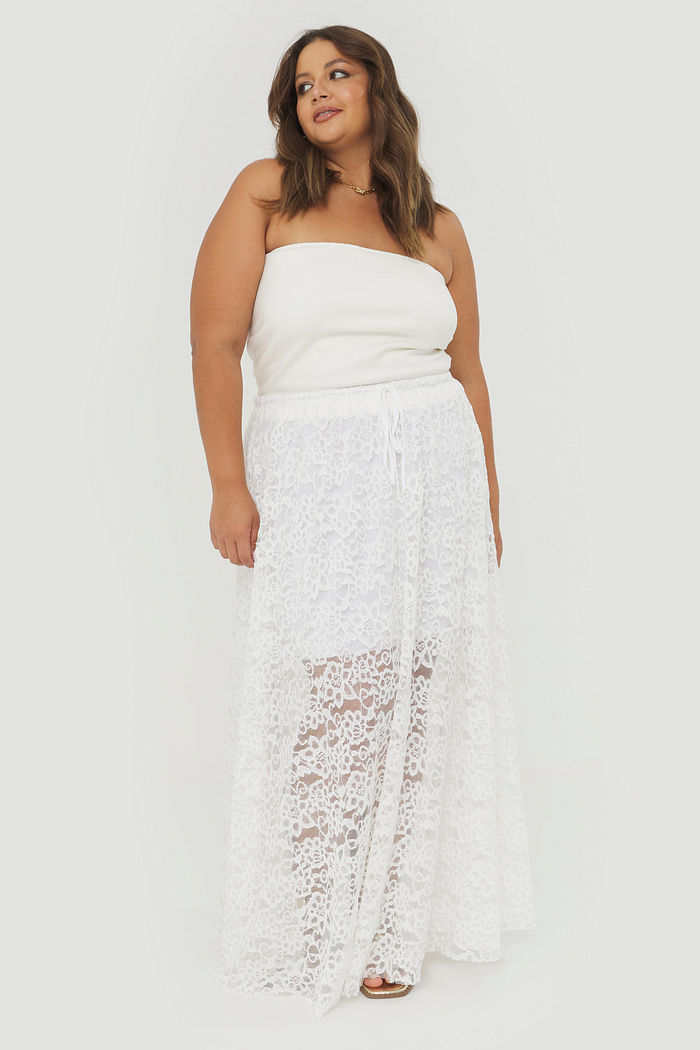 Saia Longa De Renda Lana Off-White