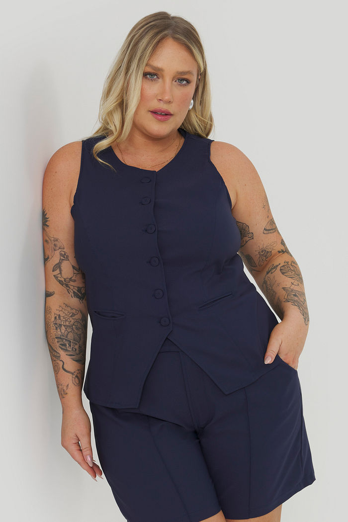 Colete Alongado Alfaiataria Fiorella Marinho