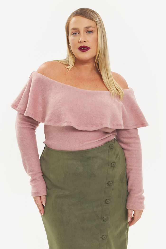 Blusa Com Babado Monique Rosa Antigo