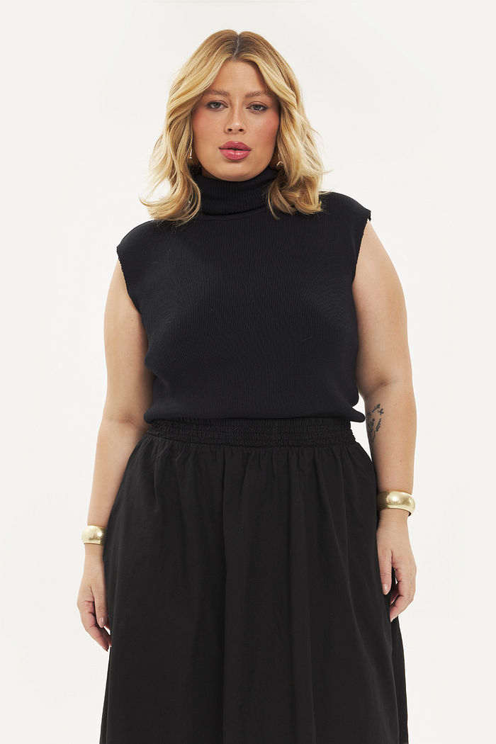 Regata Gola Alta De Tricô Monalisa Preto