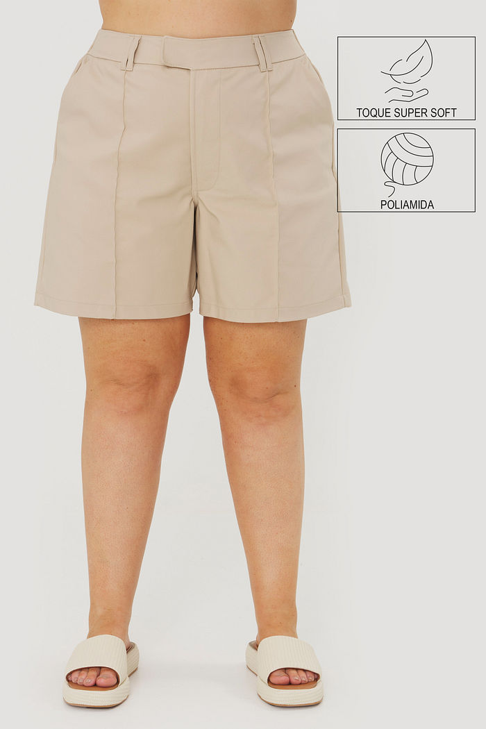 Short Alfaiataria De Algodão Fiorella Aveia