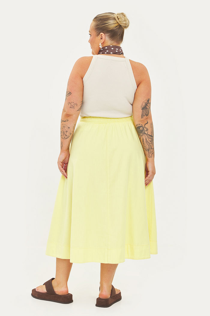 Saia Midi Algodão Carolina Amarelo