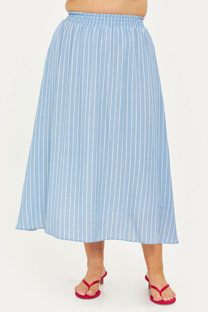 Saia Midi Evasê Jasmin Listrado