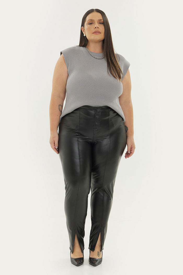 Blusa Sem Manga Tricô Duna Cinza