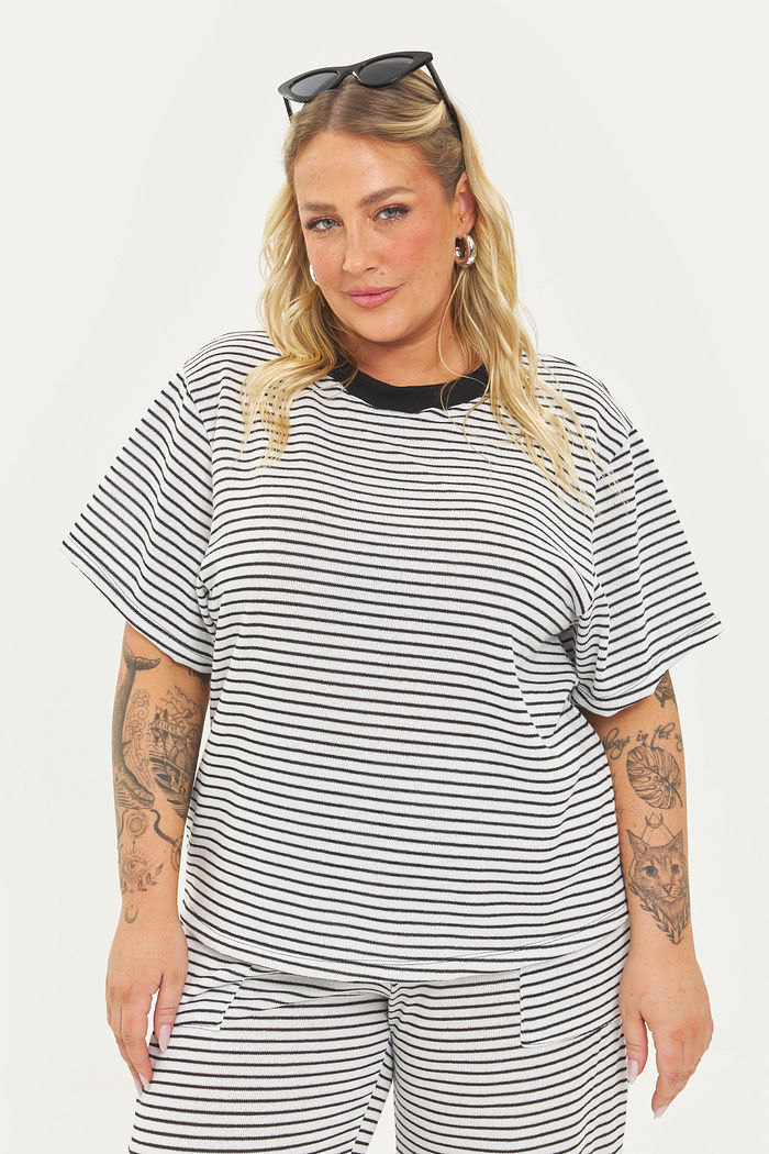 T-shirt Oversized Tricô Bali Listrado