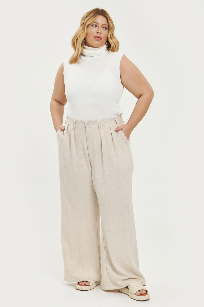 Calça Alfaiataria Linho Donatella Natural