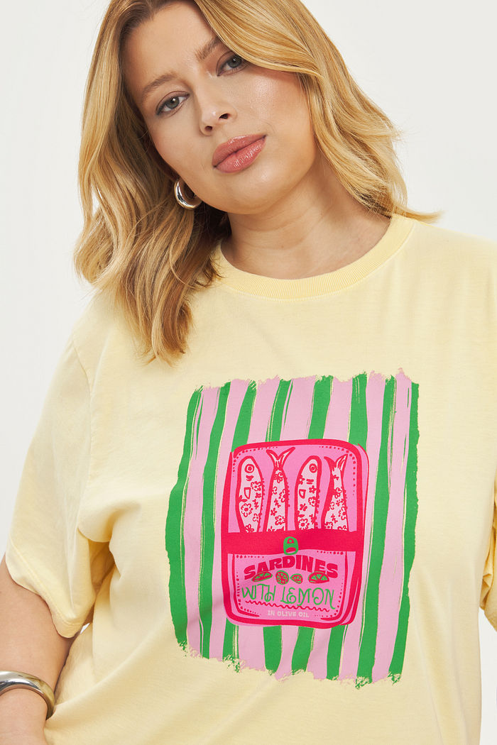 T-shirt Oversized Sardines Amarelo Manteiga