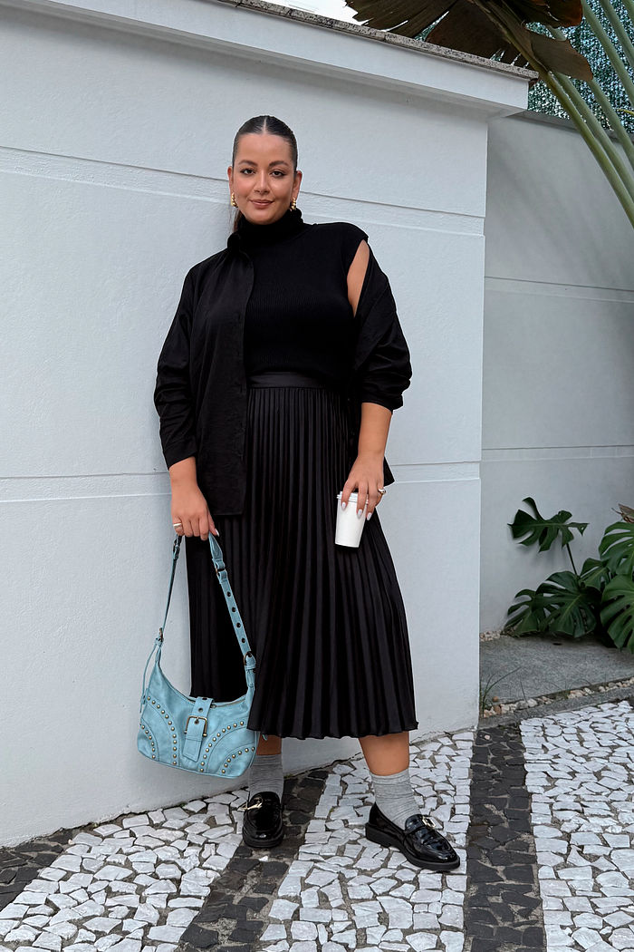Saia Plissada Melissa Preto