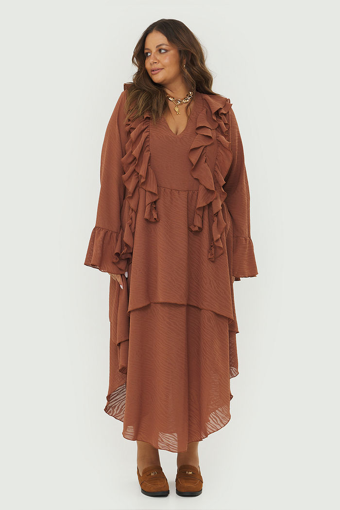 Vestido Boho Assimétrico Lótus Mocha