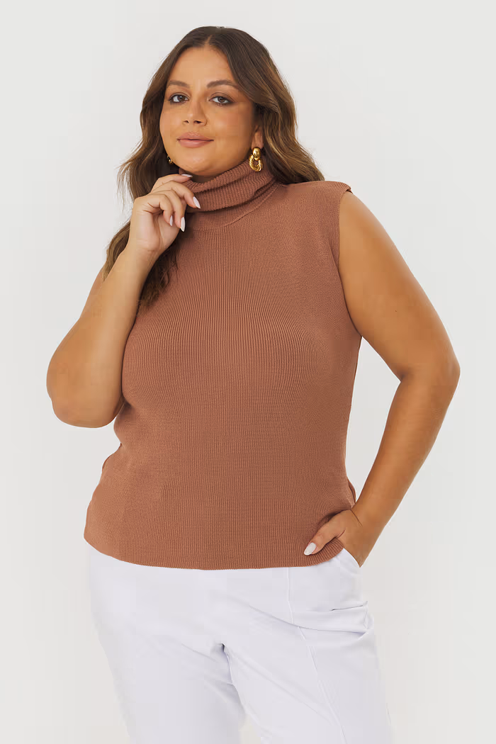 Regata Gola Alta Tricô Monalisa Mocha