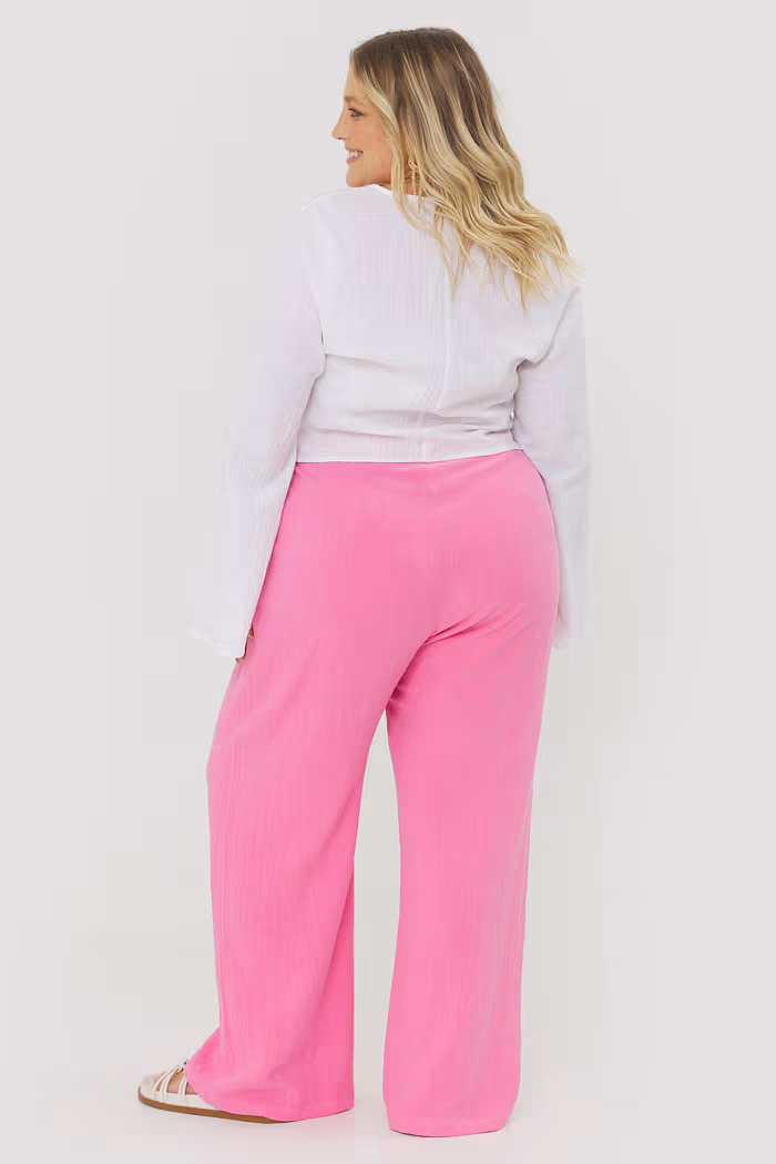 Calça Pantalona Linho Chloe Rosa