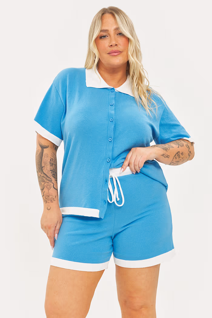 Short Tricô Adelina Azul