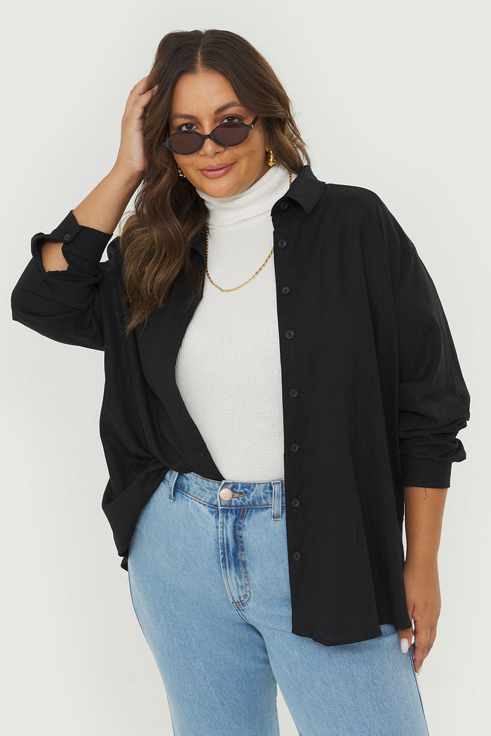 camisa de linho melina preto