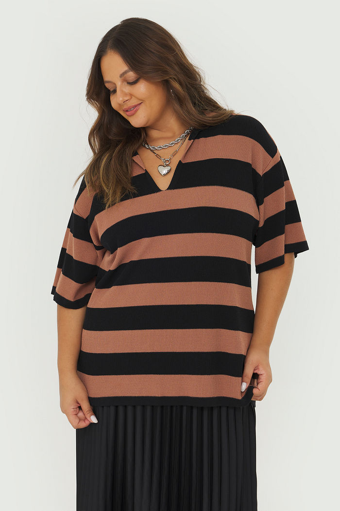 Camisa Polo Oversized Tricô Carlota Listrada