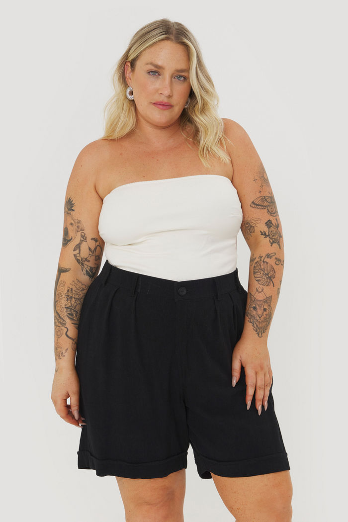 Bermuda Alfaiataria De Linho Donatella Preto