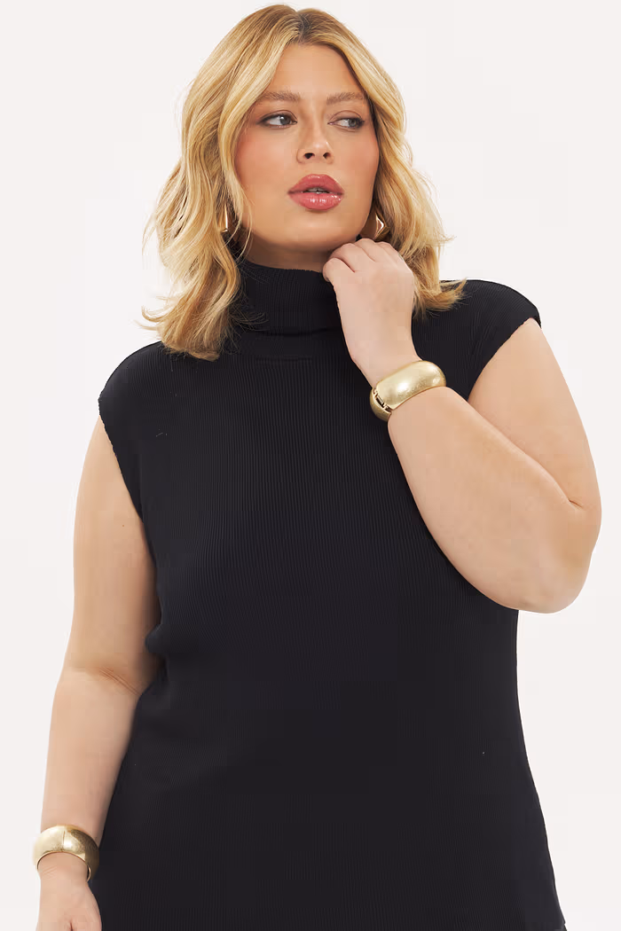 Regata Gola Alta De Tricô Monalisa Preto