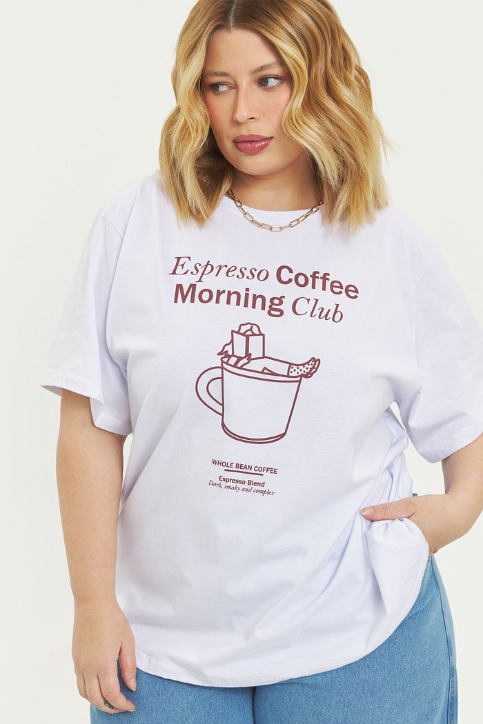 T-shirt De Algodão Espresso Coffe Branco