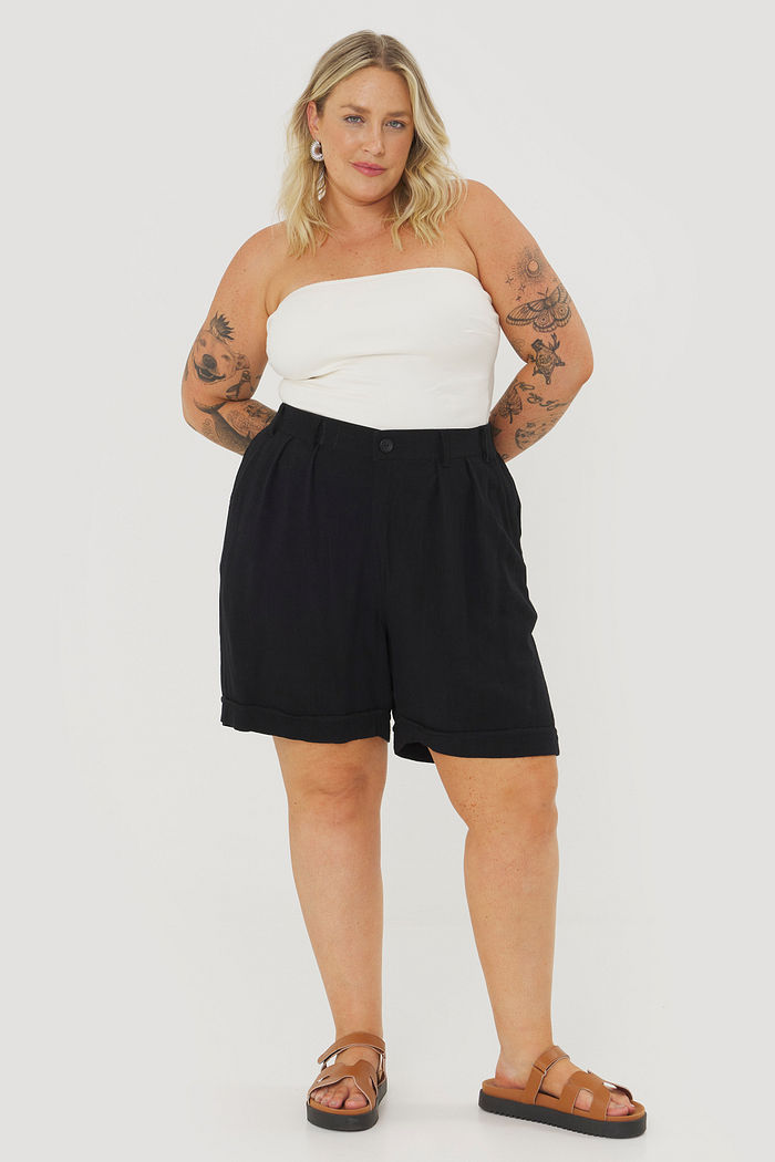 Bermuda Alfaiataria De Linho Donatella Preto