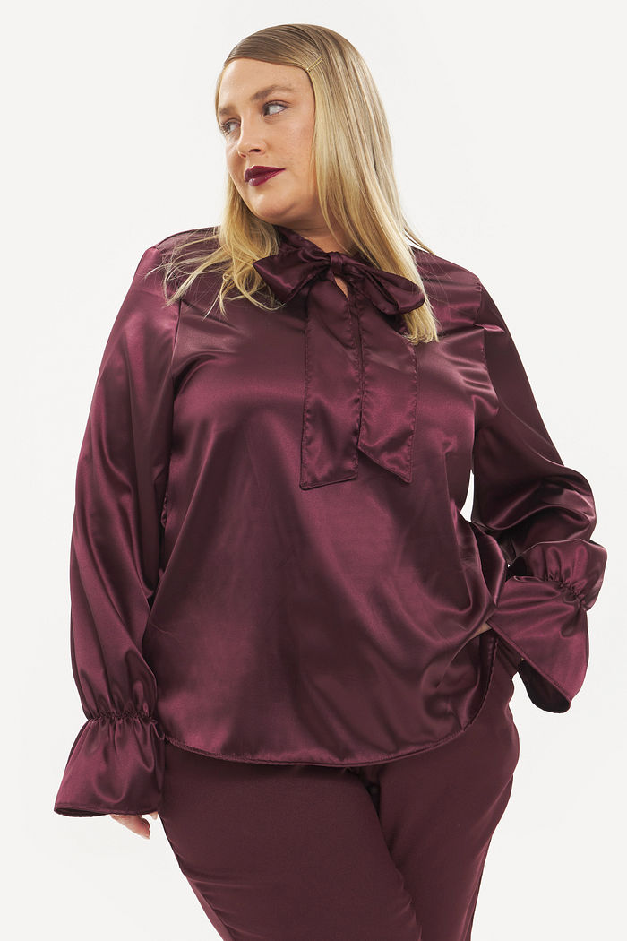 Blusa Cetim Laço Chiara Burgundy