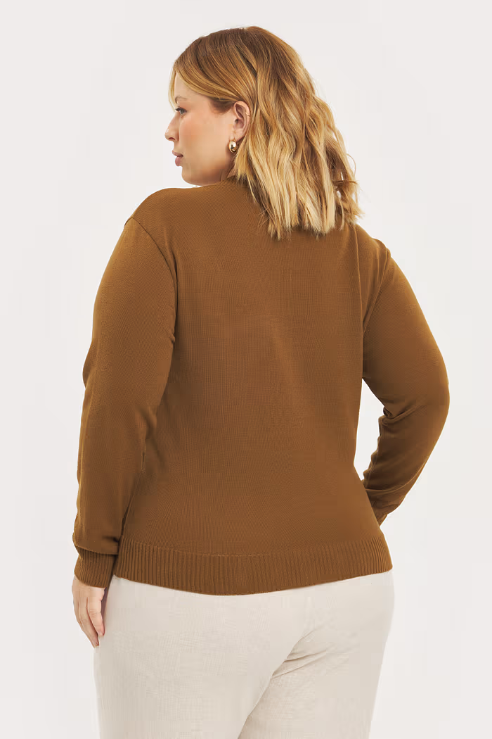 Blusa Manga Longa Tricô Alice Couro