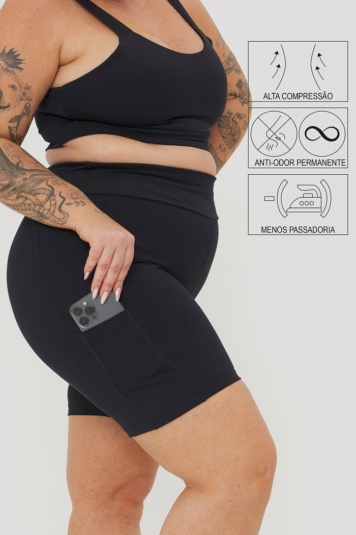 Bermuda Alta Sustentação Safari Preto