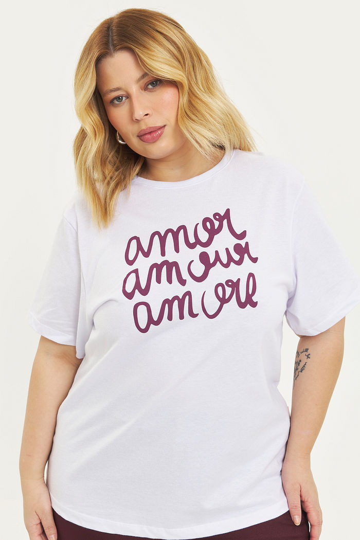 T-shirt De Algodão Amour Off-White