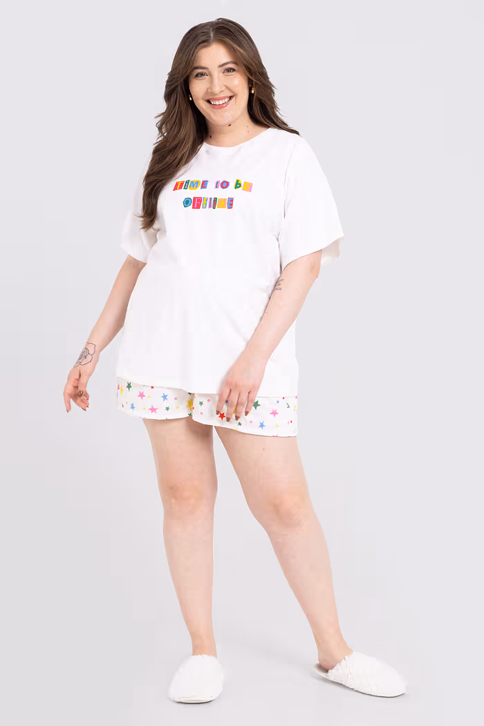 Conjunto Pijama Short Doll Offline Estampado