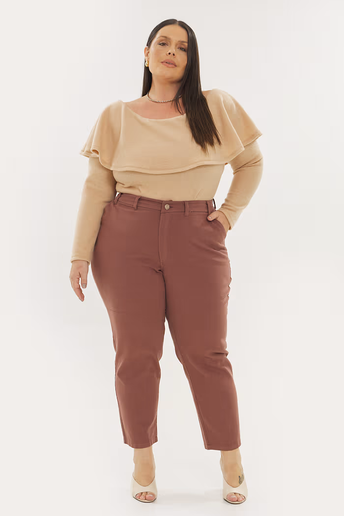 Blusa Com Babado Monique Bege