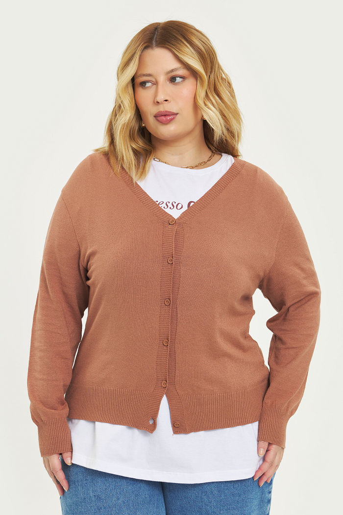 Cardigan Leve Tricô Bella Latte