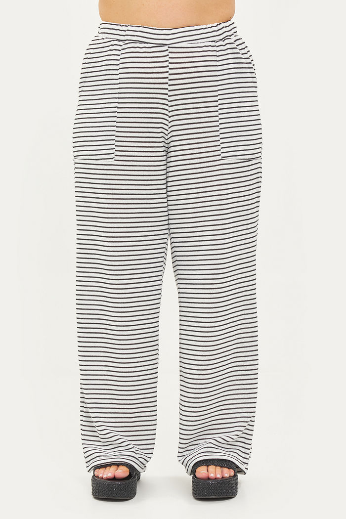 Calça Reta Tricô Bali Listrado
