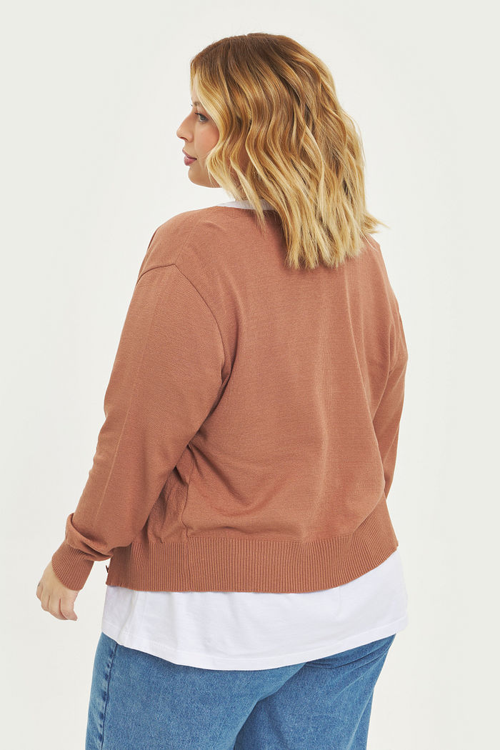 Cardigan Leve Tricô Bella Latte