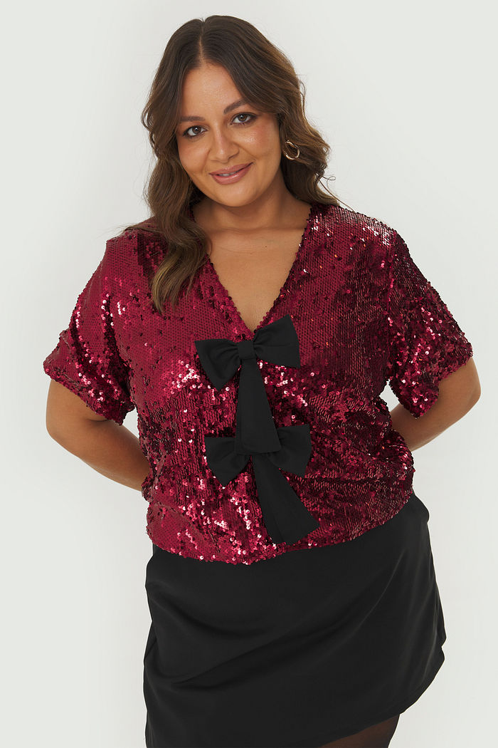 Blusa De Paete Laço La Vie Carmim