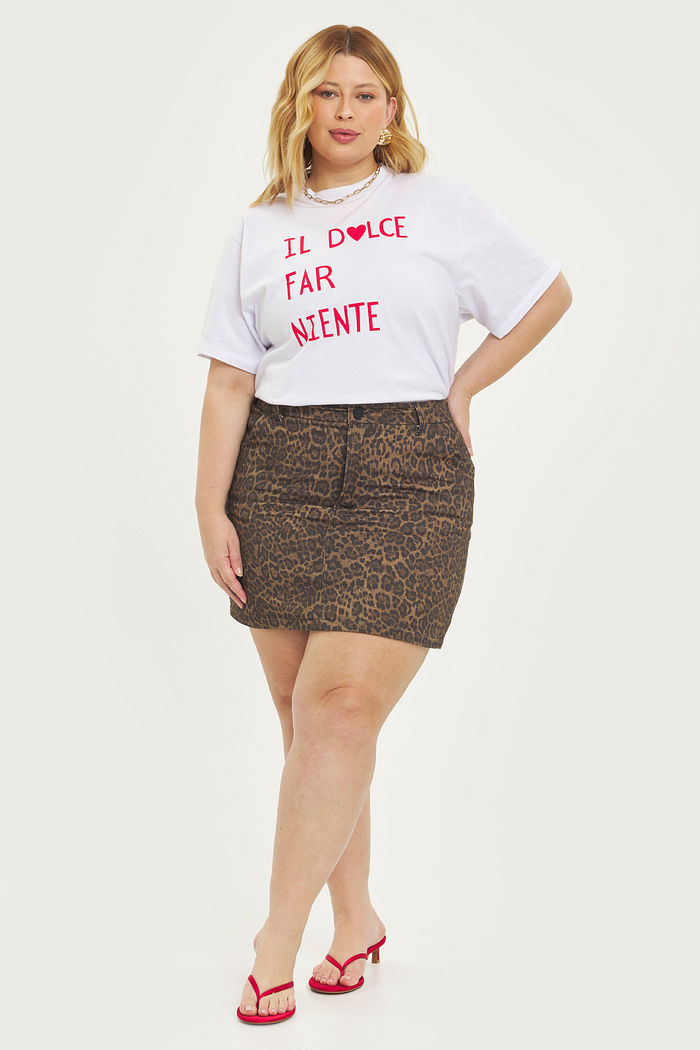 Saia Curta Sarja Panthera Animal Print