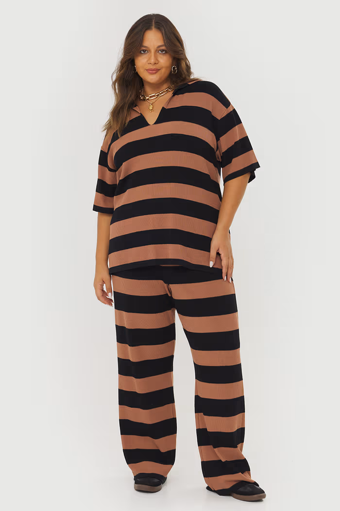 Calça Tricô Carlota Listrada