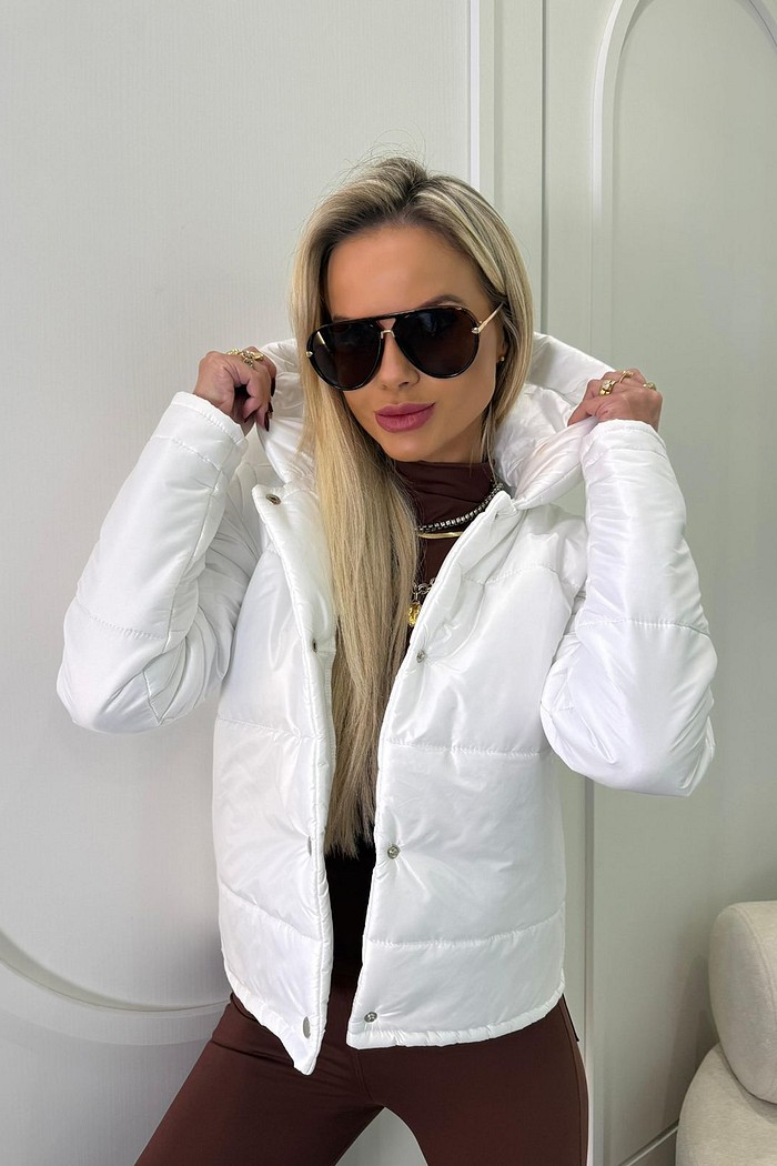 Jaqueta Puffer Capuz Branca