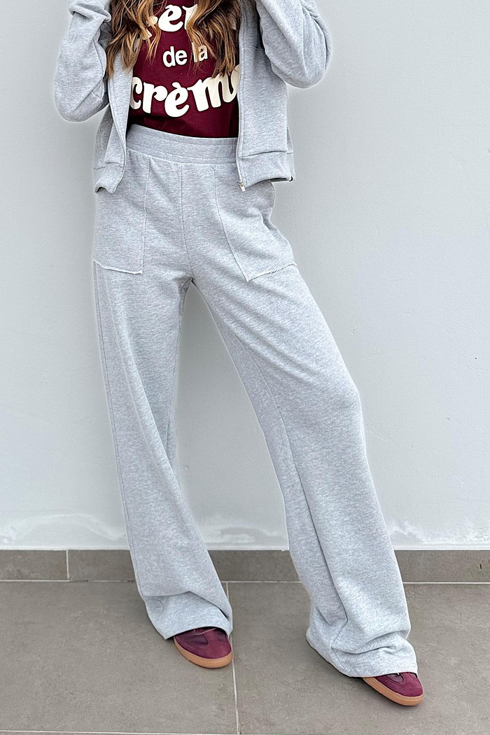 Calça Comfy Wide Cinza Mescla