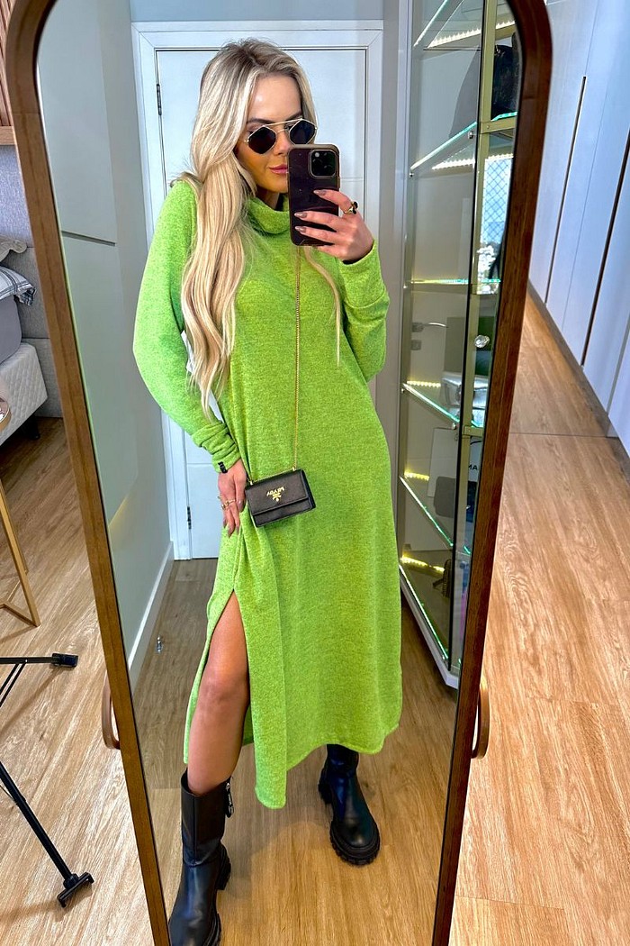 Vestido Midi Tricot Light Verde