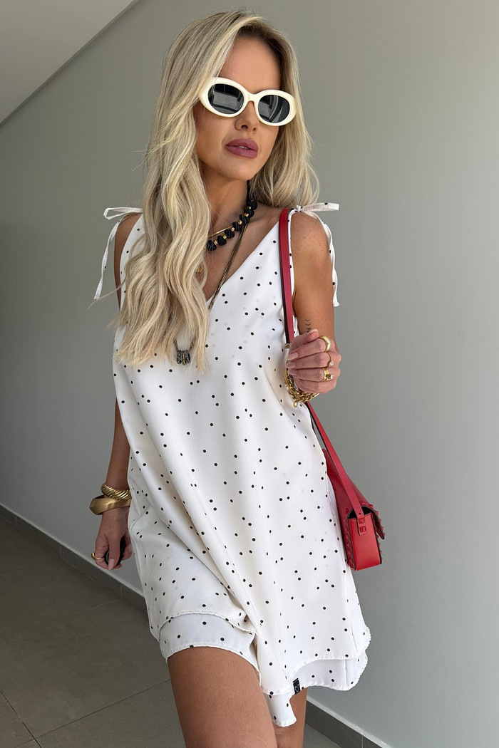 Vestido Curto Poá Off White