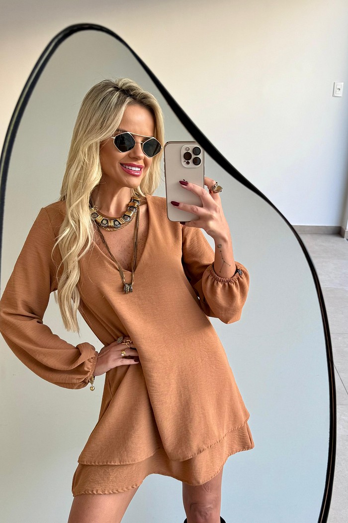 Vestido Duplo Maya Camel