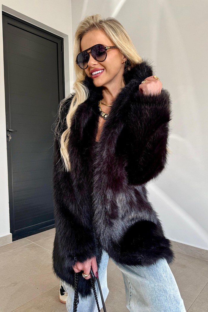 Casaco Poly Longo Preto