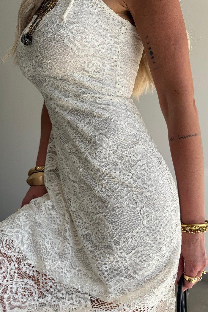 Vestido Midi Renda Paris Off White