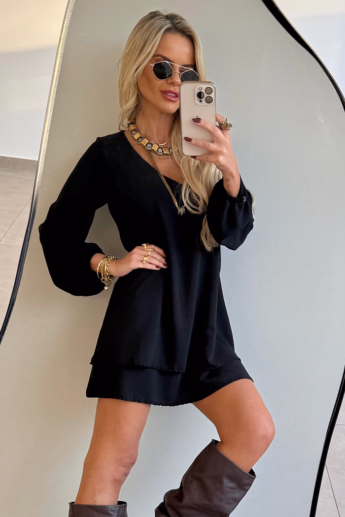 Vestido Duplo Maya Preto
