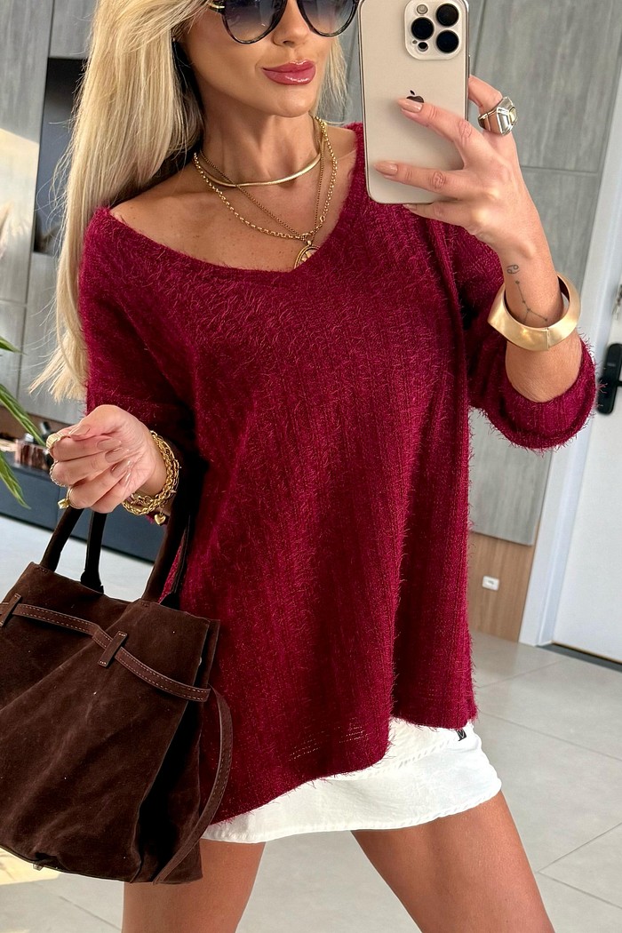 Blusa Ampla Tricot Julieta Vinho