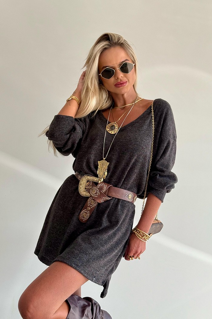 Vestido Tricot Amplo Preto