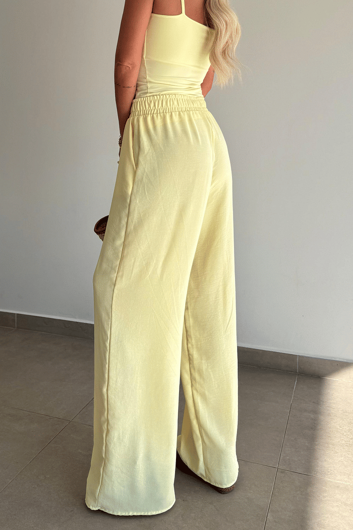 Calça Pantalona Búzios Amarelo Manteiga